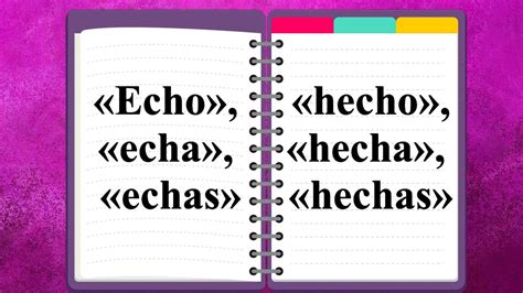 «Echo», «echa», «echas» / «hecho», «hecha», «hechas»